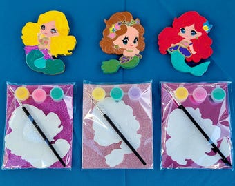 Kit de pintura de sirena para fiestas / Bolsa de manualidades para pintar imanes