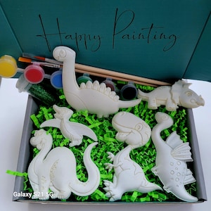 Kit de pintura de dinossauro faça você mesmo: figuras de resina, glitter, ímãs