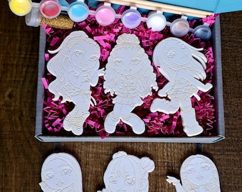 Pop Star Painting Kit, Y2K Girl Group Resin Magnets, Idol Birthday Activity