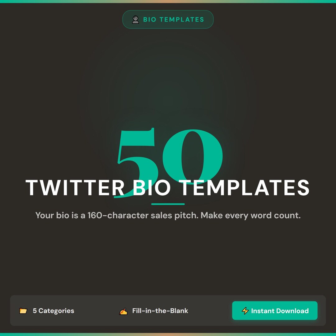 50 Twitter Bio Templates | Fill-in-the-blank Brand Bios (PDF Download ...