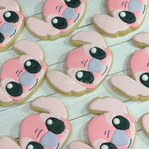 Lilo & Stitch Sugar Cookies, Pink Angel Sugar Cookie, Stitch Sugar Cookie, Birthday Sugar Cookies, Lilo and Stitch