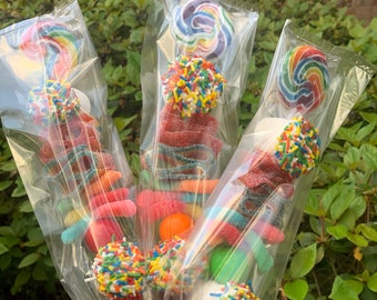 Birthday Candy Kabobs - Colorful candy kabobs - Treats - Special Event Candy - Birthday Party Favors - Graduation Party Favors