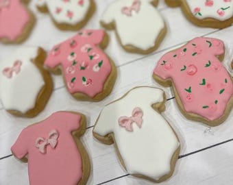 2 Dozen Baby Shower Mini Sugar Cookies, Mini Onesies Cookies, Baby Onesies