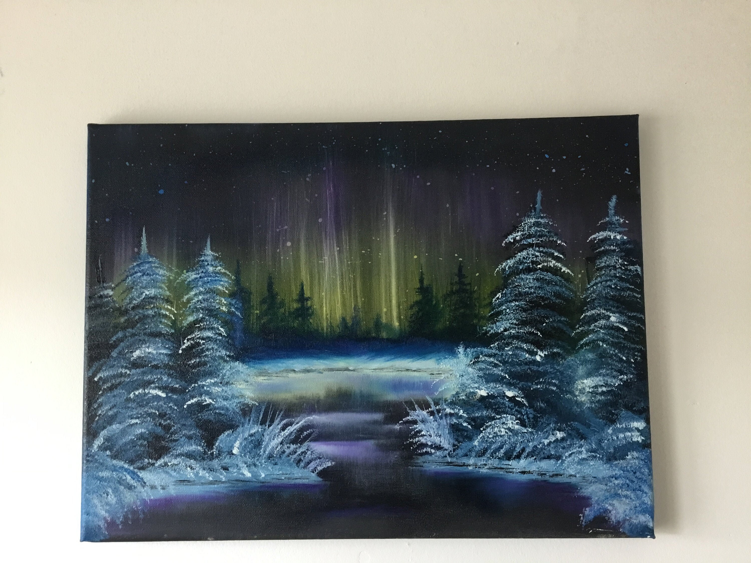 Northern Lights oil painting on canvas 40x30cm Etsy