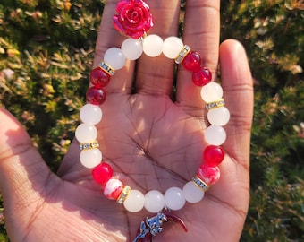 Love and Deepspace Sylus Inspired Crystal Bead Charm Bracelet - Silverwing Fiend