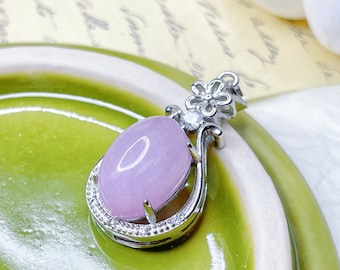 Natural Kunzite Necklace Pendant Necklace Crystal Silver Plated Handmade Boho Hippie Chic Unique Gift