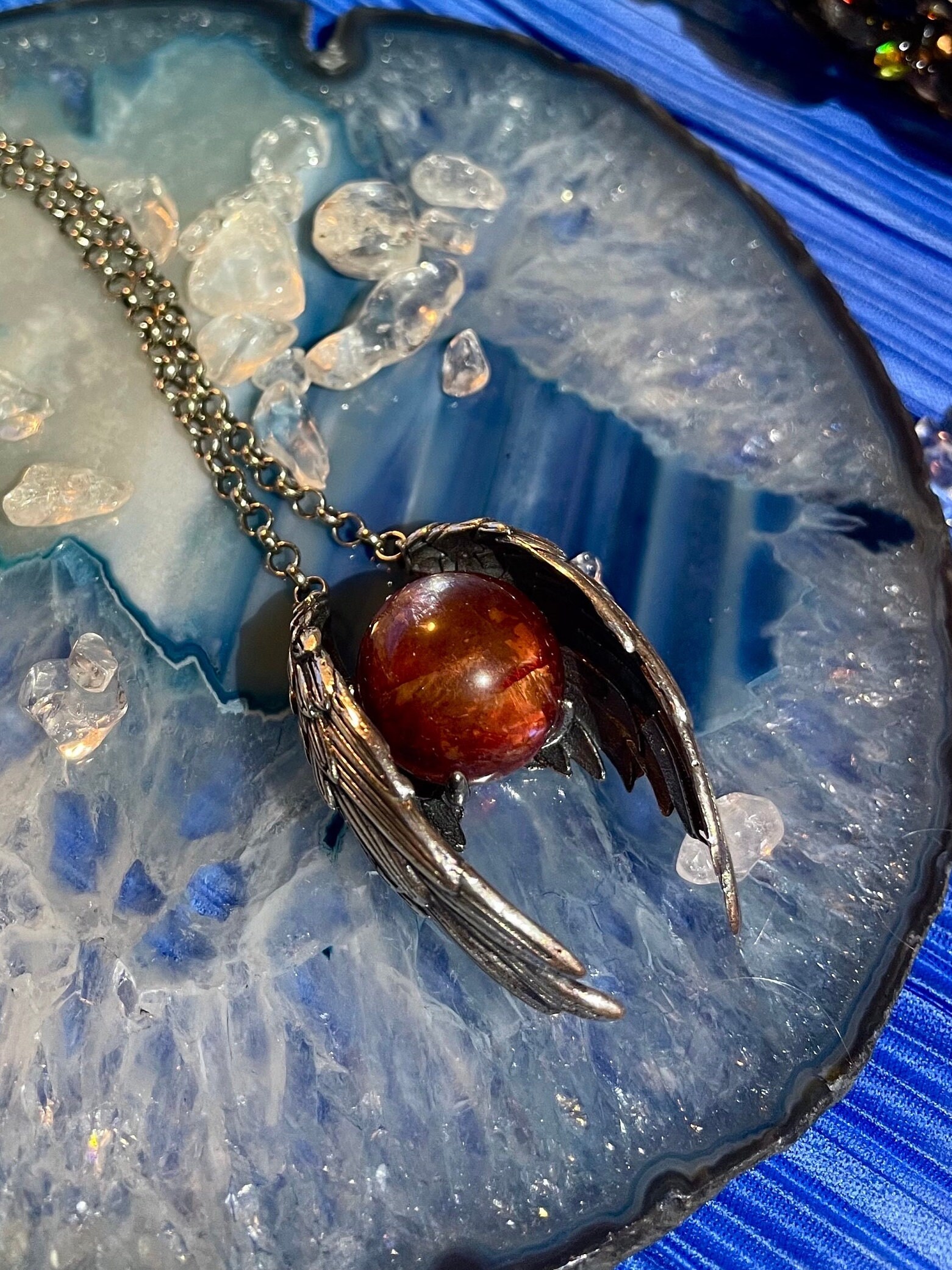 Ckoker necklace made of natural hematoid crystal ball 925 silver fine jewelry gemstone natural stone chakra healing crystal healing stone gift