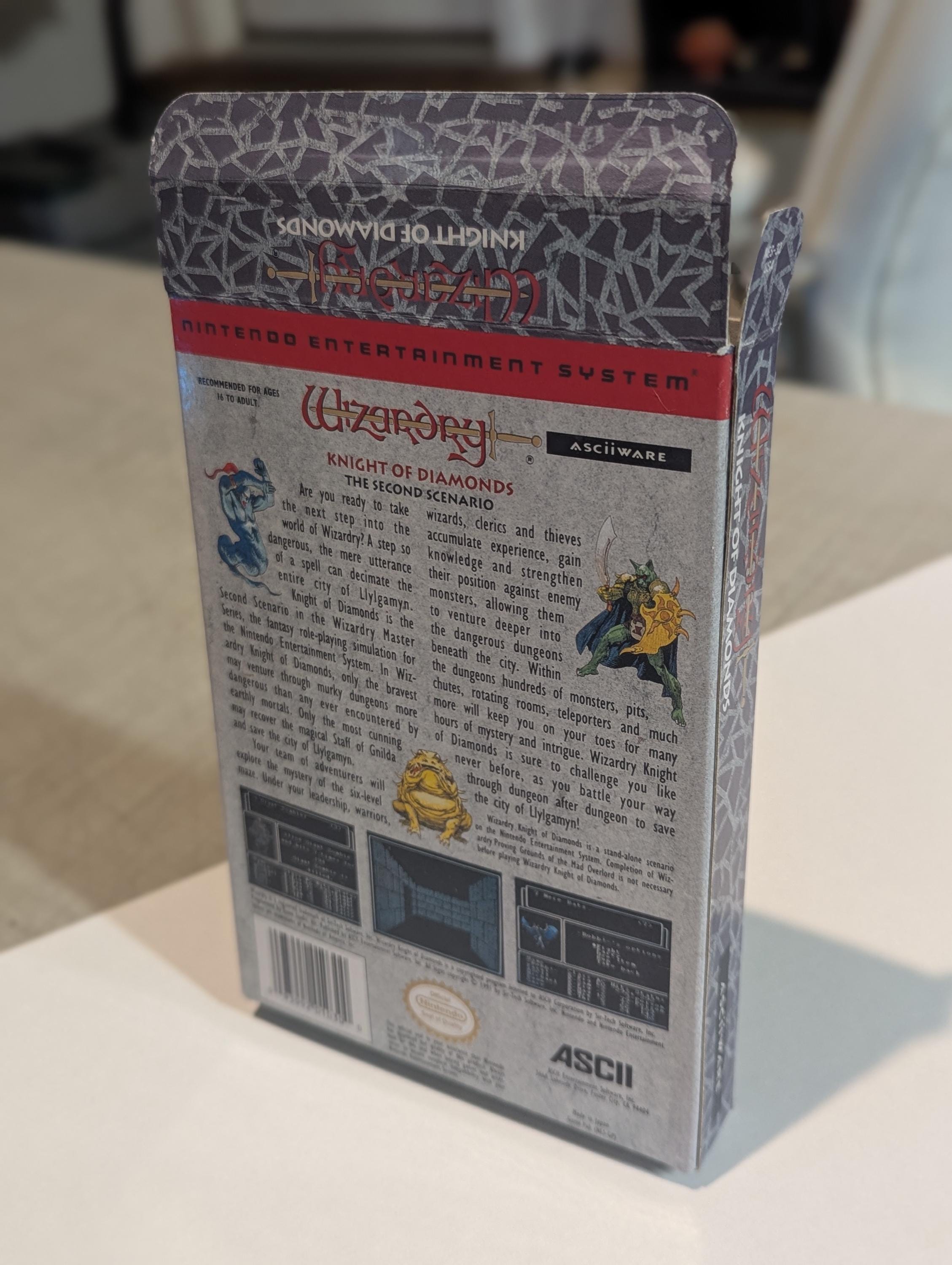 Wizardry II: the Knight of Diamonds Replacement Box - Nintendo NES