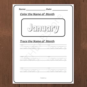 Months of the Year Worksheets Printable, Kindergarten Curriculum, Tracing, Toddler Folder, Montessori Resource, Preschool, Kids Homeschool