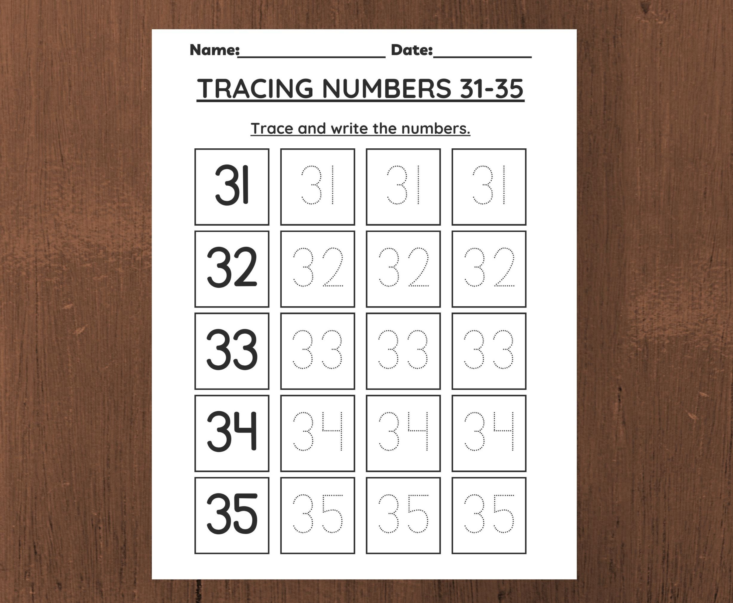 1 to 50 Number Tracing Worksheets, Traceable Numbers, Preschool