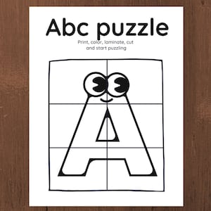Rompecabezas del alfabeto imprimible, tarjetas de combinación de letras, reconocimiento de letras, juego educativo, rompecabezas Montessori