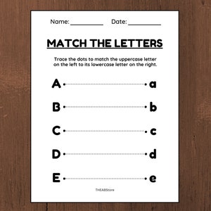 Match the uppercase letters with lowercase letters worksheets