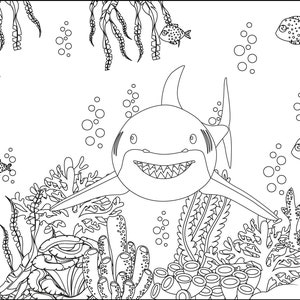 Digital Shark Themed Coloring Pages - 10 pages