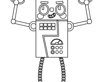 robot coloring pages etsy israel