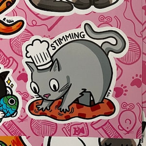 Stickervel kat (A5): neurodiversiteit, neurodivergent, angst, hyperfocus, ADHD, autisme, acceptatie, bewustzijn, trots, prikkeling, prikkeling