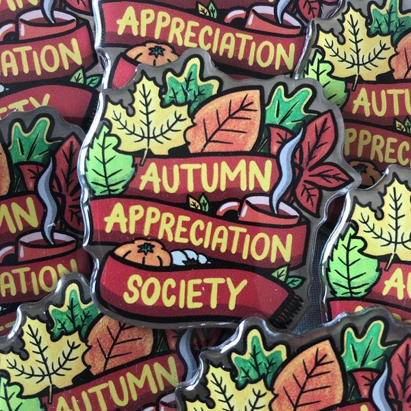 Metal Pin Badge: Autumn Appreciation - Neurodivergent, The Fall, Halloween, October, Pumpkin, Autumn Leaves, Season, Winter, Enamel.