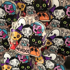 Weirdos: Metal Pin Badge - Halloween, Spooky, Vampire, Ghost, Pumpkin, Ragdoll, Black Cat, Trick or Treat, Autumn, Fall, Neuro Divers