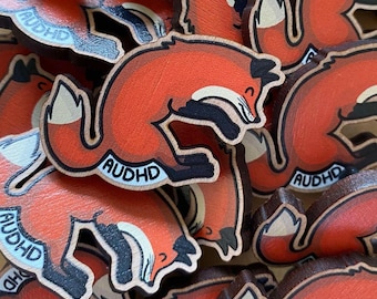 Pin Badge: AuDHD Fox, Autism, Autistic, ADHD, Neurodivergent