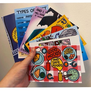 Pack de cartes postales 3 : (9) oeuvres d'art, impression, neurodivers, neurodivergent, autiste, autisme, TDAH, stimming, anxiété, cuillères, sensibilisation, acceptation