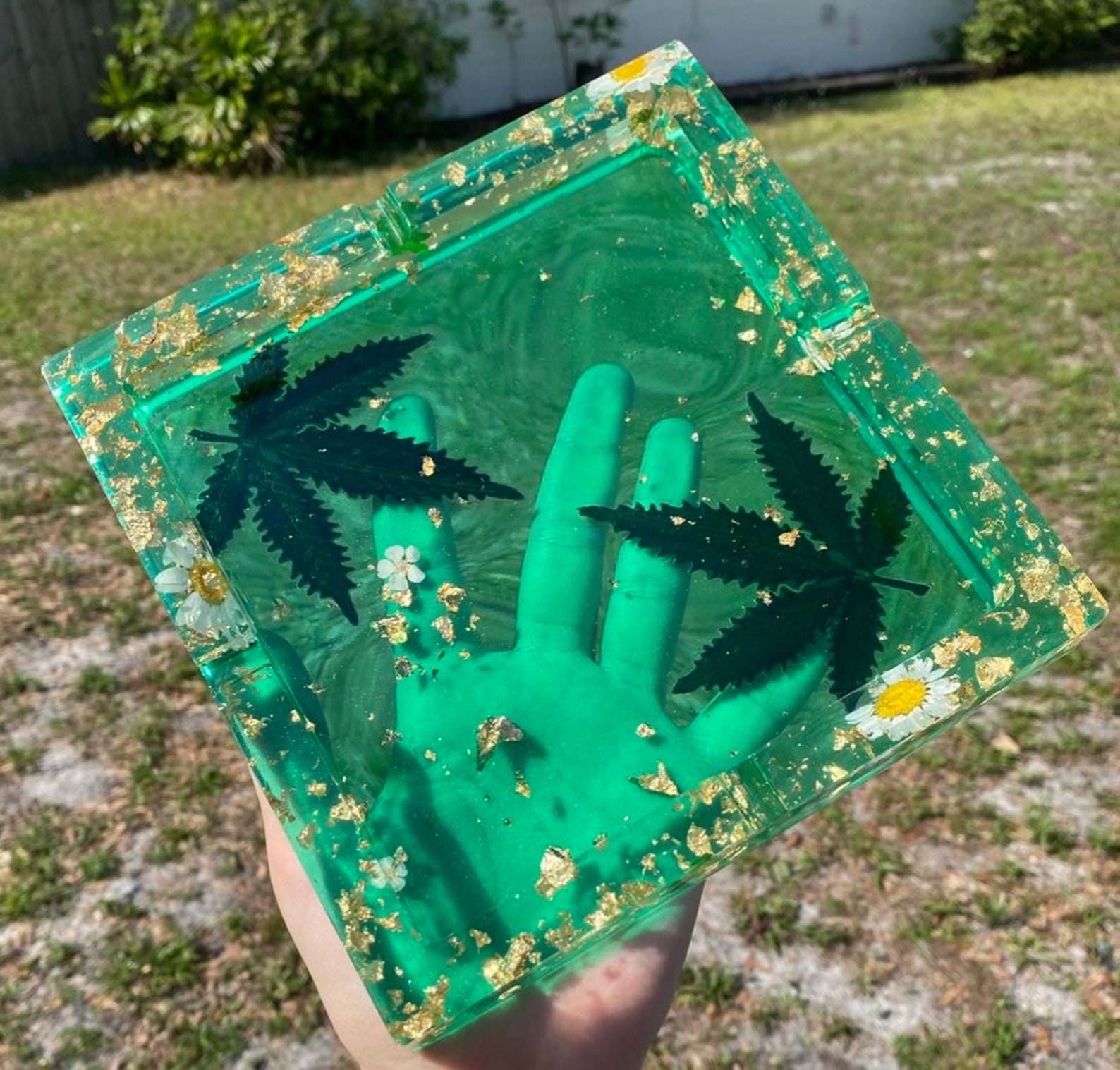 Cannabis Large Epoxy Resin Ashtray Etsy