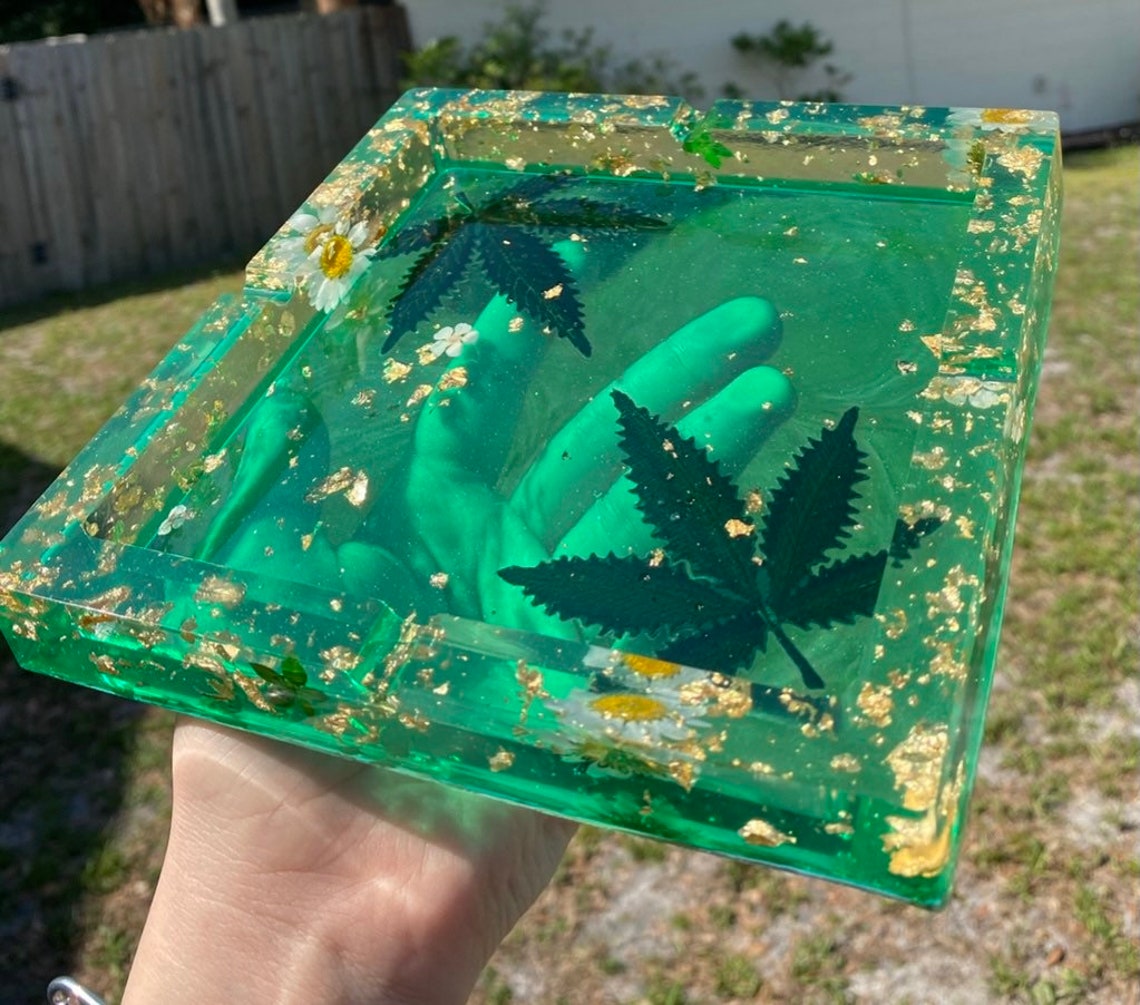 Cannabis Large Epoxy Resin Ashtray Etsy