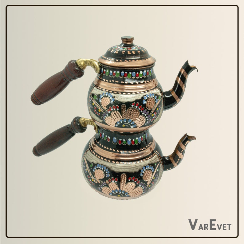 Copper Turkish Tea Pot Tea Kettle Pots Set for Stove Top Etsy