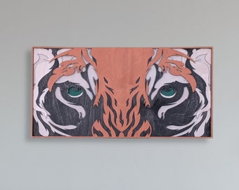 Tiger eyes wooden home decor wall art