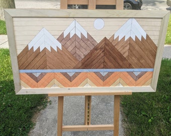 Mountain wall wood art