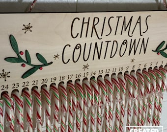 Christmas Countdown Candy Cane Holder / Personalized sign