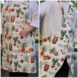 PLUS Size Fresh Vegetables Cross Back Slip-On Apron