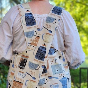 Modern Coffee Cross Back Slip-On Apron