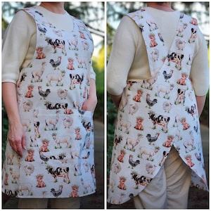 PLUS Size Spring on the Farm Cross Back Slip-On Apron