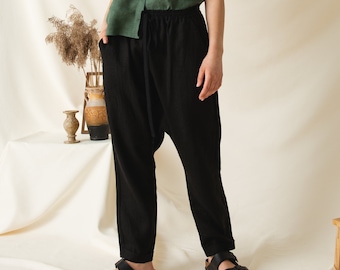 Linen Drop Crotch Pants