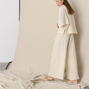 Breathable Wide Leg Muslin Pants with Elastic Waist for Yoga, Lounging & Spiritual Practice