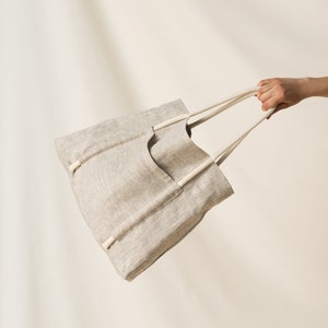 Natural linen shoulder bag, Everyday linen eco bag, Linen tote bag image 1