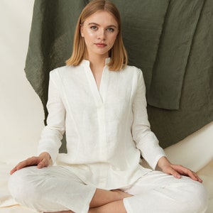 Linen Meditation Outfit: Handmade Two-Piece Set for Mindfulness, Relaxation & Spiritual Practice