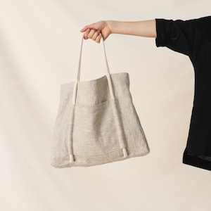 Natural linen shoulder bag, Everyday linen eco bag, Linen tote bag image 5