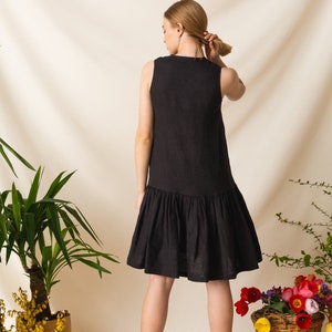 Linen dress with belt, Midi dress for summer, Sleeveless linen sundress image 6