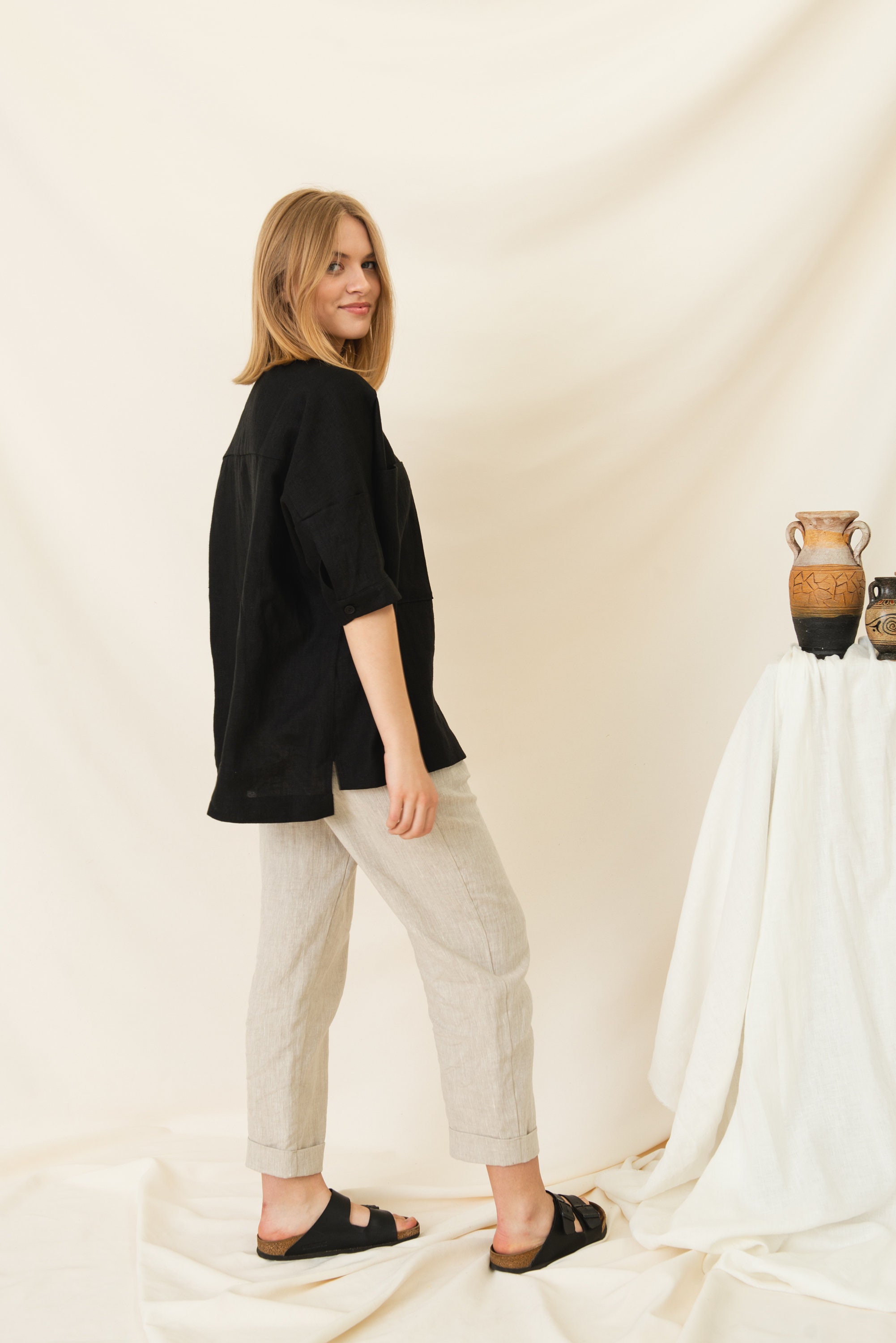 Oversized Linen Shirt and Linen Pants Outfit, Ethical Clothing Two Piece  Set, Comfortable Linen Pantsuit -  Canada