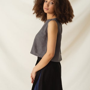 Everyday asymmetric linen skirt, Linen wrap skirt in two colors, High waisted linen skirt image 4
