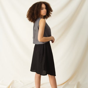 Everyday asymmetric linen skirt, Linen wrap skirt in two colors, High waisted linen skirt image 3