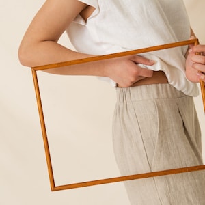 Linen elastic waist pants, Tapered linen pants women, Work from home linen trousers