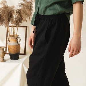Linen drop crotch pants, Comfortable baggy linen pants, Linen pants with pockets image 5