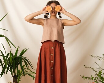● I AM MARI ● [Two-piece set] Duehr Linen Shirt Long Skirt Amazon.com: Wuitrie Womens Two Piece Skirt Set Linen Long