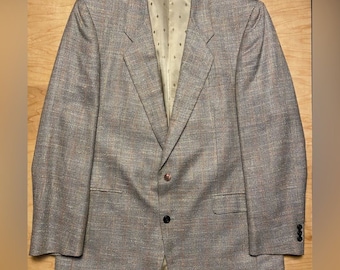 Vintage Gino Salvaggi Gray/Rainbow Plaid Stitch Sport Coat 44L