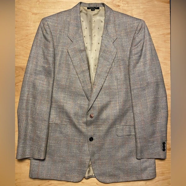 Vintage Gino Salvaggi Gray/Rainbow Plaid Stitch Sport Coat 44L