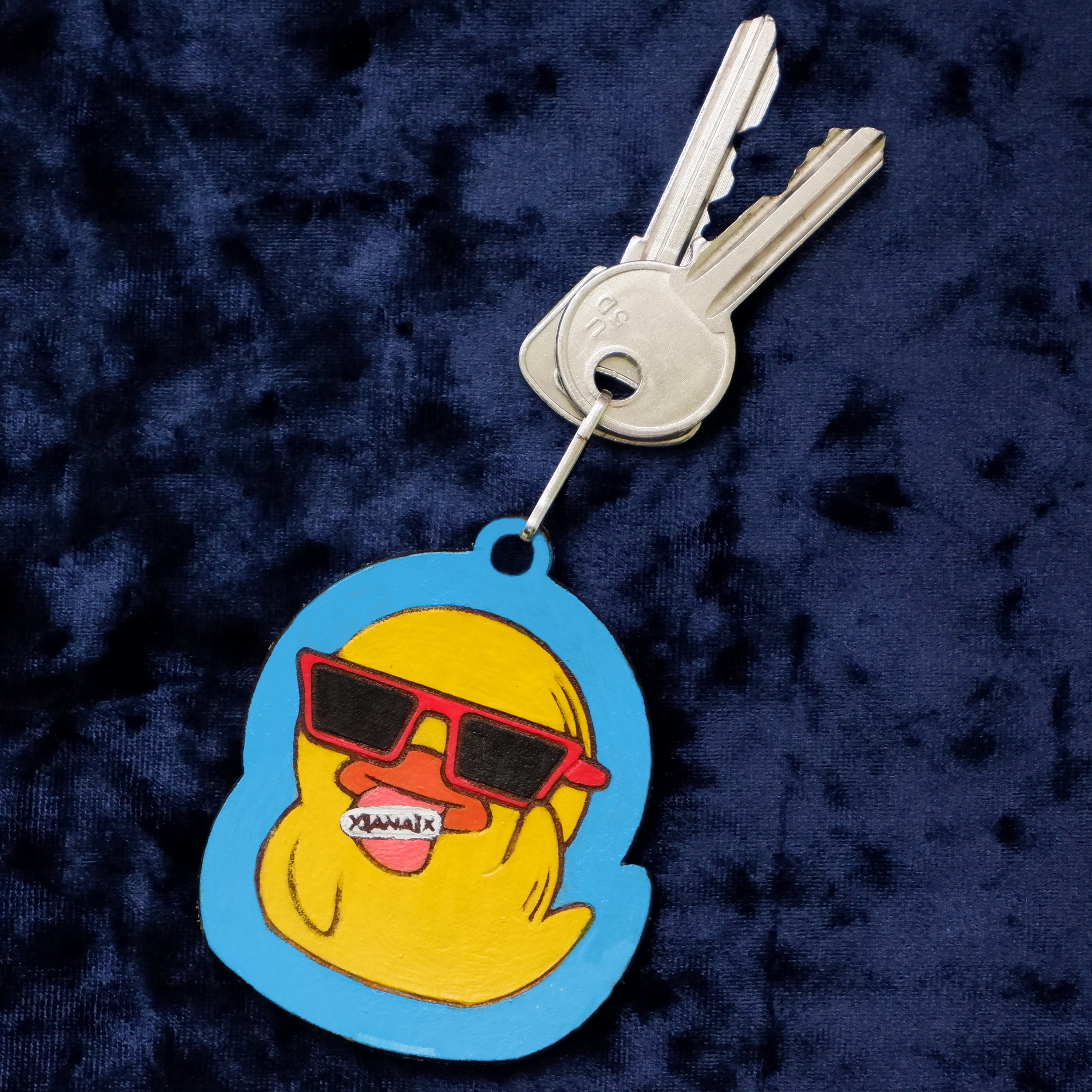 Duck Keychain Bird Keychain Handpainted Keychain Large Leather Etsy