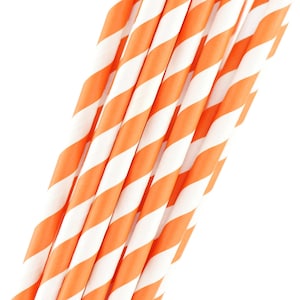 50 pailles en papier à rayures orange Pailles à cocktail Paille à boire Biodégradables Paquet de 50 pailles en papier image 6