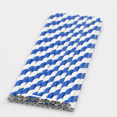 Blaue Gestreifte Papier-Trinkhalme – 100 Stück, 19,7 Cm Lang, 0,6 Cm Durchmesser, Plastikfrei, Für Cocktails, Parties & Dekoration