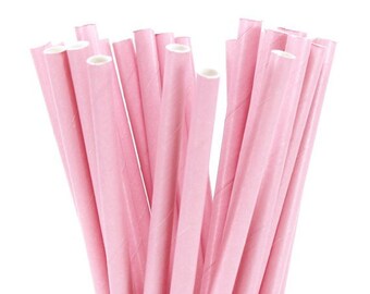 Pink Paper Drinking Straws - Party Straws - Paper Straws –Baby Shower Paper Straw - Pack of 25 Paper Straws